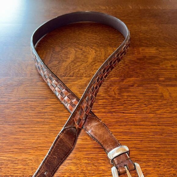 Vintage PGA Tour Men's Brown Top Grain Leather Belt Size 42 Silver Buckle - Picture 13 of 14